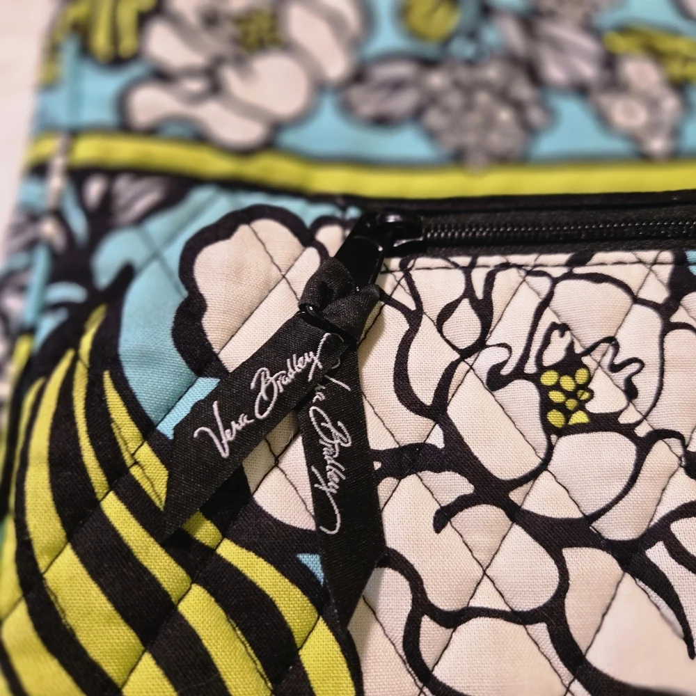 Vera Bradley Laptop Bag Checkpoint Friendly Island‎ Blooms Lime Turquoise Black